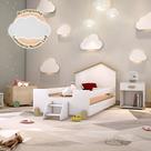 Cama de Criança Infantil Montessoriana com Escadinha Juvenil Ayla Branca e Natural Acompanha Luminár Cama de Criança Infantil Montessoriana com Escadinha Juvenil Ayla Branca e Natural Acompanha Luminár