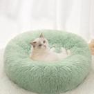 Cama de gato macia de pelúcia de 61 cm, redonda, lavável, verde claro Cama de gato macia de pelúcia de 61 cm, redonda, lavável, verde claro