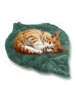 Cama de gato Rzxlszy Self Warming 26x20cm em forma de folha verde Cama de gato Rzxlszy Self Warming 26x20cm em forma de folha verde