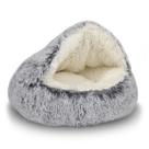 Cama de gato ShinHye redonda de pelúcia fofa com capuz, caverna impermeável