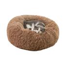 Cama De Pelúcia Cinza Macia Com Listras Para Gatos E Cães, Ninho Redondo Confortável E Quente,