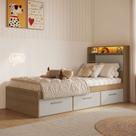 Cama de Solteiro 93,2 com 3 Gavetas Cabeceira com Organizador e Iluminação em Led Genebra