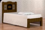 Cama de Solteiro Bella de Madeira Maciça Angelim Pedra/Tauari - Cor Imbuia/Preto