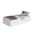 Cama de Solteiro Branca com 2 Portas Basculantes Organizadoras MDP Tókio Art In Móveis Cama de Solteiro Branca com 2 Portas Basculantes Organizadoras MDP Tókio Art In Móveis