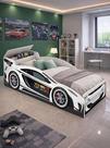 Cama de Solteiro Cama Carro com Grade de Proteção Adesivada e Baú