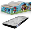 Cama De Solteiro Carro Adesivada Com Proteção Lateral e Entrada Frontal MDF/Estrado Madeira Com Colchão D20 188x88cm