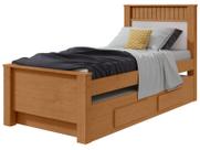 Cama de Solteiro com Cama Auxiliar 2 Gavetas Móveis Lopas Athenas Amêndoa Clean e Off White