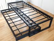 Cama de solteiro com cama auxiliar para colchão tamanho especial aço estilo industrial estrutura reforçada cs03