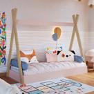 Cama de Solteiro Infantil Cabana Com Colchão CCM004 Linha Infanto Completa Móveis