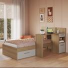 Cama de Solteiro Juvenil com Escrivaninha El Calafate Marrom/Mel/Arenas Cama de Solteiro Juvenil com Escrivaninha El Calafate Marrom/Mel/Arenas