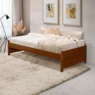Cama de Solteiro Madeira Maciça Gabrieli Mona Estrutura Reforçada Vintage Retrô Alta Castanho