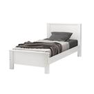 Cama de Solteiro Mila com Pés em Madeira para Quarto Moderno Casa Apartamento Estilo Clean - Branco