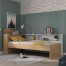 Cama de Solteiro para Colchão 188 x 78cm com Baú Embutido e Prateleira Multimóveis MP4257