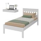 Cama De Solteiro Para Colchão 88 X 188 Cm Com Penteadeira 90cm Suspensa Multimóveis CR35248 Branco