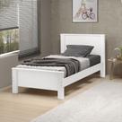 cama de solteiro para quarto branco em mdf c/pé madeira estilo retro mila tradicional reforçada