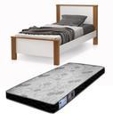 cama de solteiro para quarto estilo tradicional branco amendoa com pé de madeira com colchão D20 Incluso