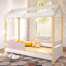 Cama de Solteiro Poppy Branco/Rosê com LED e Colchão
