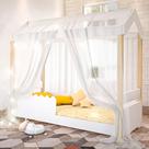 Cama de Solteiro Poppy Branco Voal Branco com Colchão e LED