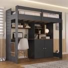 Cama de Solteiro Zwork 2 Portas com Escrivaninha Multifuncional Yescasa Cinza/Grafite/Nogal Cama de Solteiro Zwork 2 Portas com Escrivaninha Multifuncional Yescasa Cinza/Grafite/Nogal