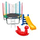 Cama Elástica Pula Pula 1,83m Nacional Escorregador Playground Médio Gangorra 1 Lugar