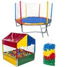 Cama Elástica Pula Pula 2,30m Premium Piscina de Bolinhas 1,00m Resistente 500 Bolinhas Coloridas Infantil