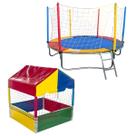 Cama Elástica Pula Pula Premium Nacional 2,30m Casinha Piscina De Bolinhas Colorida 1,00m Rotoplay Brinquedos