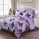 Cama em uma bolsa ARTALL Twin Size 6 peças Purple Butterfly Cama em uma bolsa ARTALL Twin Size 6 peças Purple Butterfly