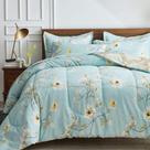 Cama em uma bolsa Joyreap Aqua Floral Twin com conjunto de edredom, 6 unidades Cama em uma bolsa Joyreap Aqua Floral Twin com conjunto de edredom, 6 unidades