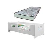 Cama Encanto Solteiro Montessoriana 100%MDF + Colchão Solterio 188x88 Cm -D23 Gazin - Branca