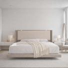Cama Estilo Flutuante Viena Queen 170cm Madeira Maciça e MDF Acabamento Premium Futurista Cama Estilo Flutuante Viena Queen 170cm Madeira Maciça e MDF Acabamento Premium Futurista