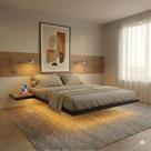 Cama Flutuante Casal com LED Lara Preto Cama Flutuante Casal com LED Lara Preto