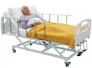 Cama Hospitalar 3 Manivelas com 8 Posições Grades Retráteis com Colchão Suporta até 150kg