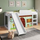Cama Infantil 185,2cm com Escorregador, escada e cortina Diversão CM090 Meu Fofinho