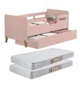 Cama Infantil Bicama Auxiliar Cecilia Grade Proteção Montessoriana para Quarto com 02 Colchões Incluso