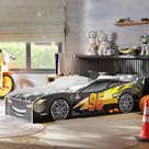 Cama Infantil Carro de Corrida Solteiro com Laterais de Proteção Cama Baixa para Criança Quarto Infantil Tema Automóvel Design Moderno e Divertido