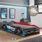 Cama Infantil Carro Tornado Plus Preto Azul Pura Magia + Colchão Ortobom