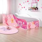 Cama Infantil Carruagem Castelo de Madeira Branco com Peso Suportado de 40kg Mobili