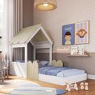 Cama Infantil Casinha Montessori com Telhado e Proteção Lateral Solteiro 188x78 em MDP Cama Infantil Casinha Montessori com Telhado e Proteção Lateral Solteiro 188x78 em MDP
