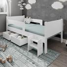 Cama Infantil com 2 Baus Organizador e Escada Mdf Luna Plus Branco