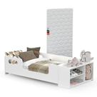 Cama Infantil com Colchão Montessoriana Aconchego Rosa com Colchão Proteção Lateral Sapateira e Nichos Integrados para Quarto Infantil