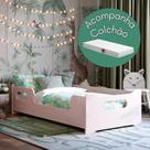 Cama Infantil com Colchão Montessoriana Encanto Solteiro com Grade Lateral Mini Cama em MDF para Quarto Infantil Moderna