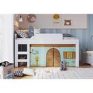 Cama Infantil com Cortinas para Colchão 188x88cm Multimóveis CR40068