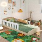 Cama Infantil de Chão Montessoriana de Solteiro Menino Menina com Colchão e Grade Proteção