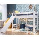 Cama Infantil Elevada com Escorregador Playground Branco