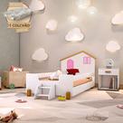 Cama Infantil Juvenil Belissima Rosa com Kit para Quarto Infantil e Design Funcional - Branco/nature
