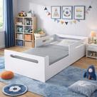 Cama Infantil Juvenil Com Proteção Lateral Segura Branca Com Colchão