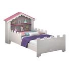 Cama Infantil Juvenil Magia Estilo Casinha com Prateleiras Nichos na Cabeceira e Grade de Proteção