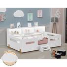 Cama Infantil Mary com Escada Led Nicho e Luminária Nuvem para o Quarto Infantil - Branco/nature