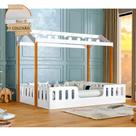 Cama Infantil Montessoriana Ágatha Casal com Luminária Led e Kit Divaloto Design - Branco/amêndoa
