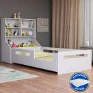 Cama Infantil Montessoriana Branca Com Cabeceira Estante E Colchão Incluso